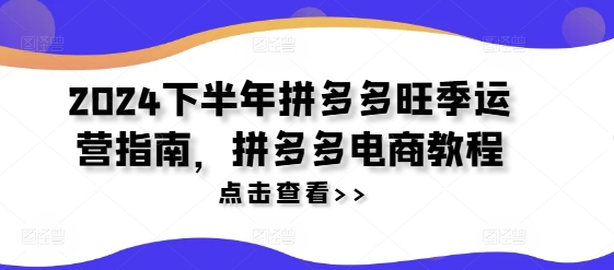 2024下半年拼多多旺季运营指南，拼多多电商教程_微雨项目网