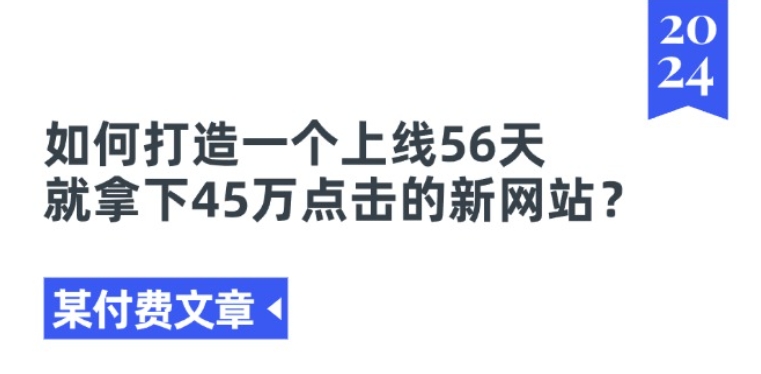 某付费文章《如何打造一个上线56天就拿下45万点击的新网站?》_微雨项目网