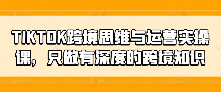 TIKTOK跨境思维与运营实操课，只做有深度的跨境知识_微雨项目网