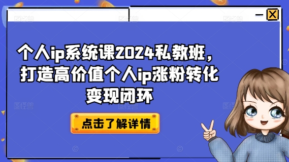 个人ip系统课2024私教班，打造高价值个人ip涨粉转化变现闭环_微雨项目网