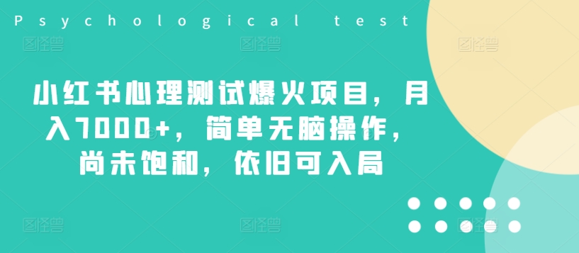 小红书心理测试爆火项目，月入7000+，简单无脑操作，尚未饱和，依旧可入局_微雨项目网