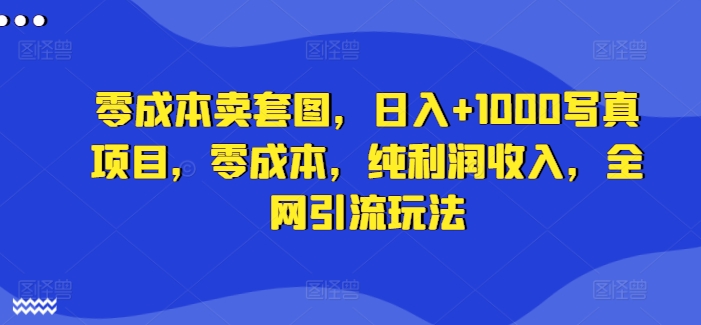 零成本卖套图，日入+1000写真项目，零成本，纯利润收入，全网引流玩法_微雨项目网