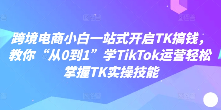 跨境电商小白一站式开启TK搞钱，教你“从0到1”学TikTok运营轻松掌握TK实操技能_微雨项目网