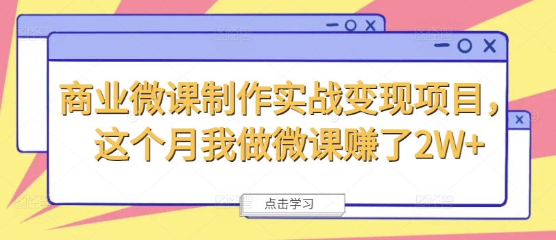 商业微课制作实战变现项目，这个月我做微课赚了2W+_微雨项目网