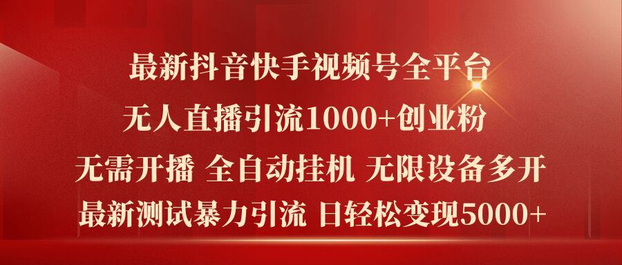 最新抖音快手视频号全平台无人直播引流1000+精准创业粉，日轻松变现5k+【揭秘】_微雨项目网