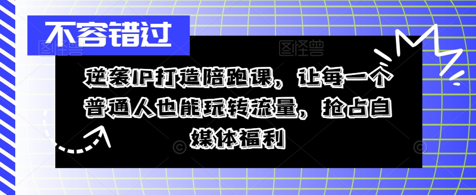 逆袭IP打造陪跑课，让每一个普通人也能玩转流量，抢占自媒体福利_微雨项目网