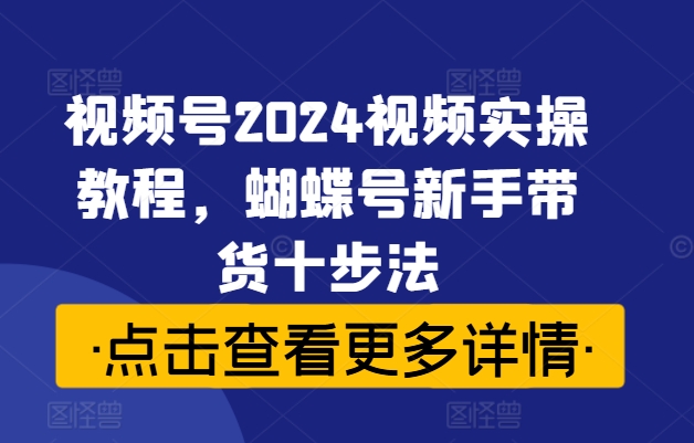 视频号2024视频实操教程，蝴蝶号新手带货十步法_微雨项目网