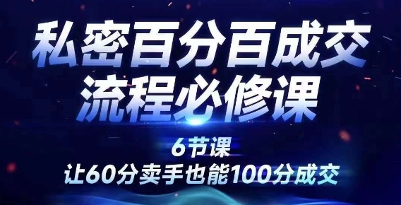 私密百分百成交流程线上训练营，绝对成交，让60分卖手也能100分成交_微雨项目网