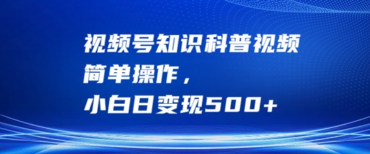 视频号知识科普视频，简单操作，小白日变现500+【揭秘】_微雨项目网