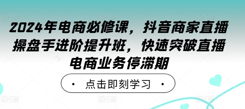 2024年电商必修课，抖音商家直播操盘手进阶提升班，快速突破直播电商业务停滞期_微雨项目网