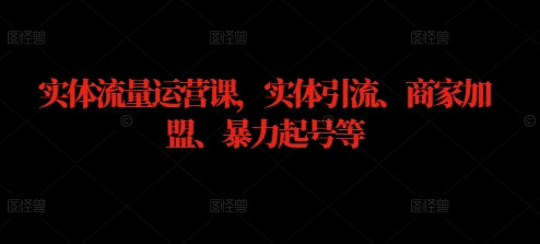 实体流量运营课，实体引流、商家加盟、暴力起号等_微雨项目网