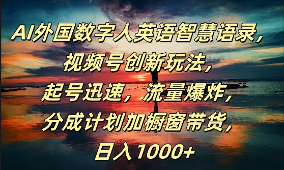 AI外国数字人英语智慧语录，视频号创新玩法，起号迅速，流量爆炸，日入1k+【揭秘】_微雨项目网