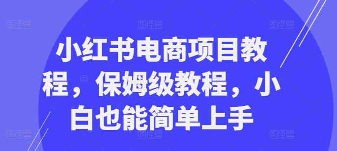 小红书电商项目教程，保姆级教程，小白也能简单上手_微雨项目网