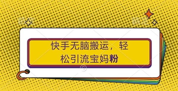 快手无脑搬运，轻松引流宝妈粉，纯小白轻松上手【揭秘】_微雨项目网