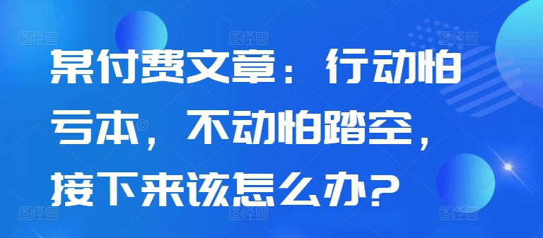 某付费文章：行动怕亏本，不动怕踏空，接下来该怎么办?_微雨项目网