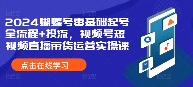 2024蝴蝶号零基础起号全流程+投流，视频号短视频直播带货运营实操课_微雨项目网