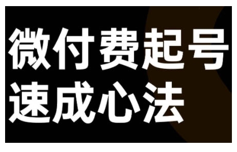 微付费起号速成课，视频号直播+抖音直播，微付费起号速成心法_微雨项目网