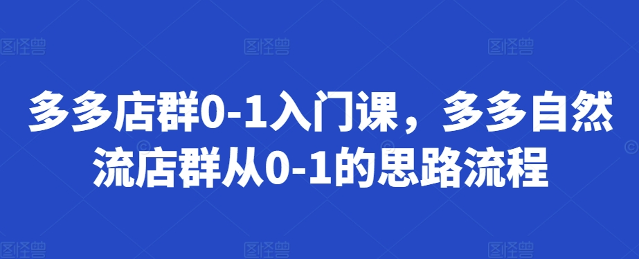 多多店群0-1入门课，多多自然流店群从0-1的思路流程_微雨项目网