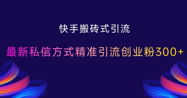 快手搬砖式引流，最新私信方式精准引流创业粉300+_微雨项目网