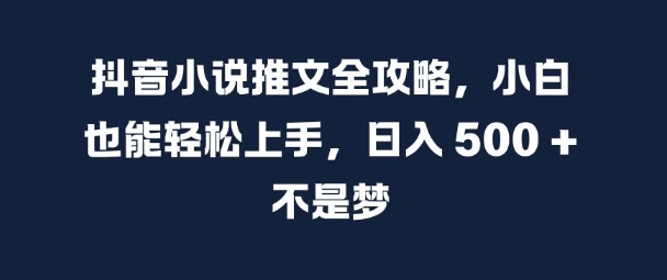 抖音小说推文全攻略，小白也能轻松上手，日入 5张+ 不是梦【揭秘】_微雨项目网