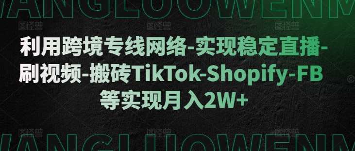 利用跨境专线网络-实现稳定直播-刷视频-搬砖TikTok-Shopify-FB等实现月入2W+【揭秘】_微雨项目网