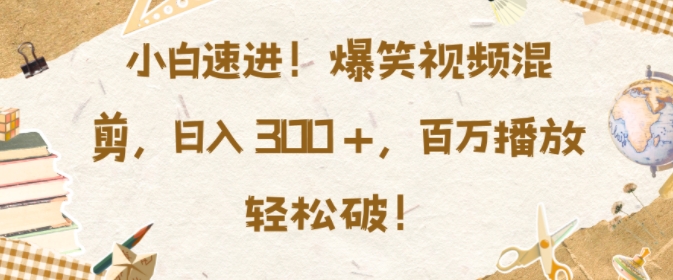 小白速进，爆笑视频混剪，日入3张，百万播放轻松破【揭秘】_微雨项目网