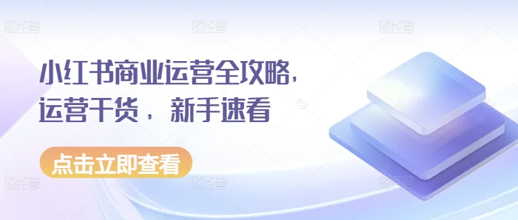 小红书商业运营全攻略，运营干货 ，新手速看_微雨项目网