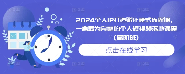 2024个人IP打造孵化模式流程课，一套最为完整的个人短视频落地课程(高阶班)_微雨项目网