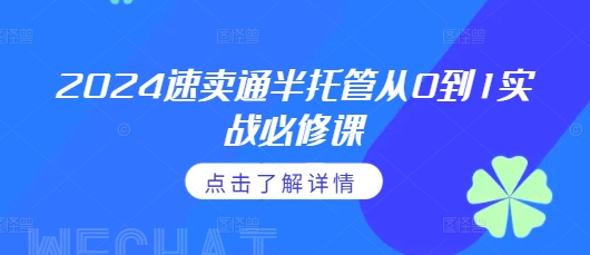 2024速卖通半托管从0到1实战必修课，掌握通投广告打法、熟悉速卖通半托管的政策细节_微雨项目网