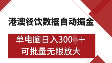 港澳餐饮数据全自动掘金，单电脑日入多张, 可矩阵批量无限操作【揭秘】_微雨项目网