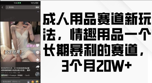 成人用品赛道新玩法，情趣用品一个长期暴利的赛道，3个月收益20个【揭秘】_微雨项目网