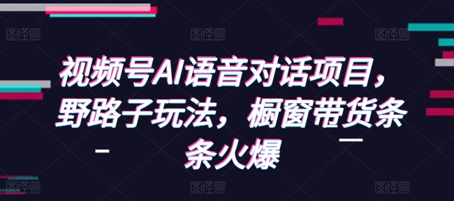 视频号AI语音对话项目，野路子玩法，橱窗带货条条火爆_微雨项目网