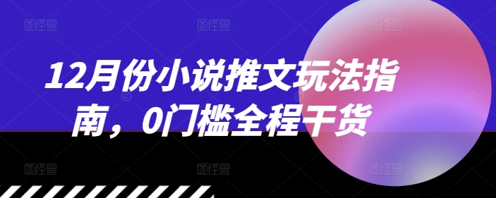 12月份小说推文玩法指南，0门槛全程干货_微雨项目网