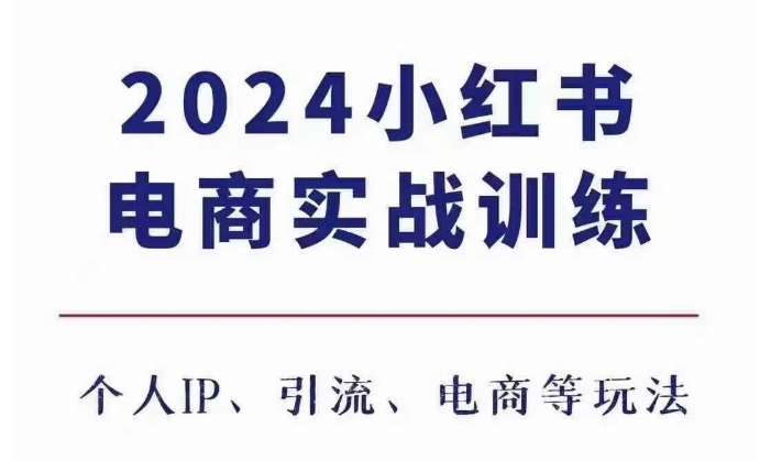 2024小红书电商3.0实战训练，包含个人IP、引流、电商等玩法_微雨项目网