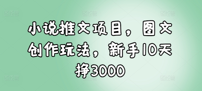 小说推文项目，图文创作玩法，新手10天挣3000_微雨项目网