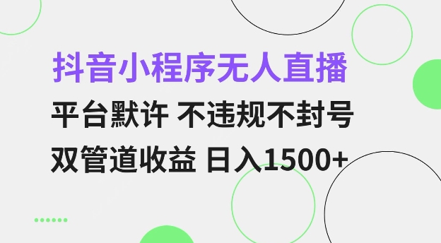 抖音小程序无人直播 平台默许 不违规不封号 双管道收益 日入多张 小白也能轻松操作【仅揭秘】_微雨项目网