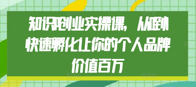 知识IP创业实操课，从0到1快速孵化让你的个人品牌价值百万_微雨项目网