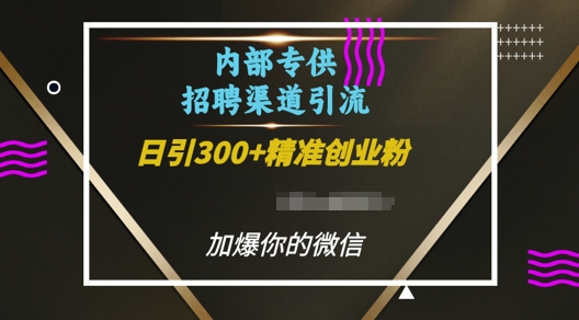 内部招聘渠道日引流300+创业粉，加爆你的微信【揭秘】_微雨项目网