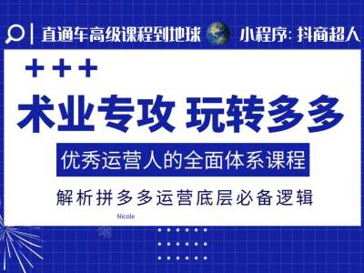 术业专攻玩转多多，优秀运营人的全面体系课程，解析拼多多运营底层必备逻辑_微雨项目网