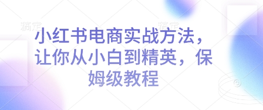 小红书电商实战方法，让你从小白到精英，保姆级教程_微雨项目网