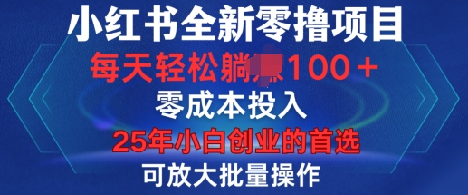 小红书全新纯零撸项目，只要有号就能玩，可放大批量操作，轻松日入100+【揭秘】_微雨项目网