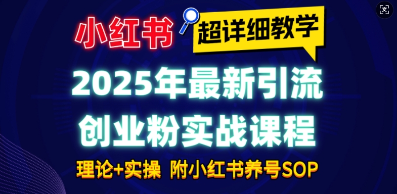 2025年最新小红书引流创业粉实战课程【超详细教学】小白轻松上手，月入1W+，附小红书养号SOP_微雨项目网