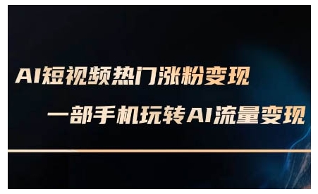 AI短视频热门涨粉变现课，AI数字人制作短视频超级变现实操课，一部手机玩转短视频变现_微雨项目网