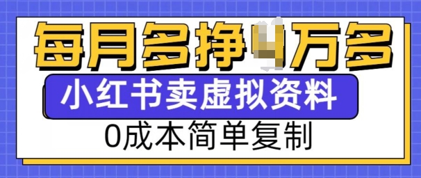 小红书虚拟资料项目，0成本简单复制，每个月多挣1W【揭秘】_微雨项目网