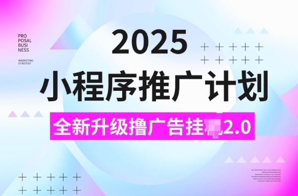 2025小程序推广计划，撸广告挂JI3.0玩法，日均5张【揭秘】_微雨项目网