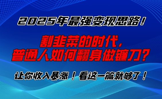 2025年最强变现思路，割韭菜的时代， 普通人如何翻身做镰刀？【揭秘】_微雨项目网