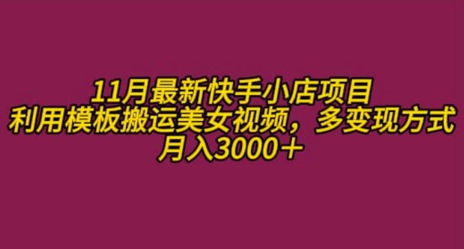 11月K总部落快手小店情趣男粉项目，利用模板搬运美女视频，多变现方式月入3000+_微雨项目网