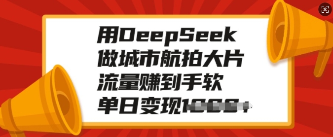 用DeepSeek做城市航拍大片，流量赚到手软，单日变现多张_微雨项目网