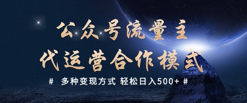 公众号流量主代运营  多种变现方式 轻松日入5张【揭秘】_微雨项目网