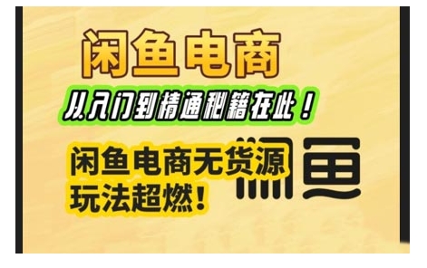 闲鱼电商实战课，从入门到精通秘籍在此，闲鱼电商无货源玩法超燃!_微雨项目网